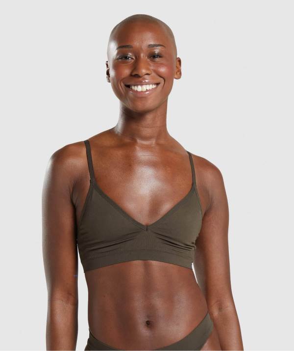 Damske Spodne Pradlo Gymshark Seamless Low Neck Bralette Hnede | JU2683159
